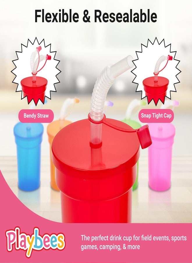 Playbees 12 Pack Neon Sipper Cups - 12 Oz. - Colorful, Spill-Proof Cups with Lids and Straws - Ideal for School Events, Themed Parties, and Birthday Celebrations - Party Supplies - Image 4